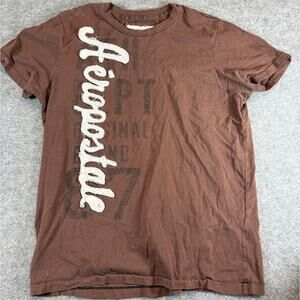 Vintage 80s Aeropostale Shirt Mens Large Brown Graphic Tee  Single Stitch Retro